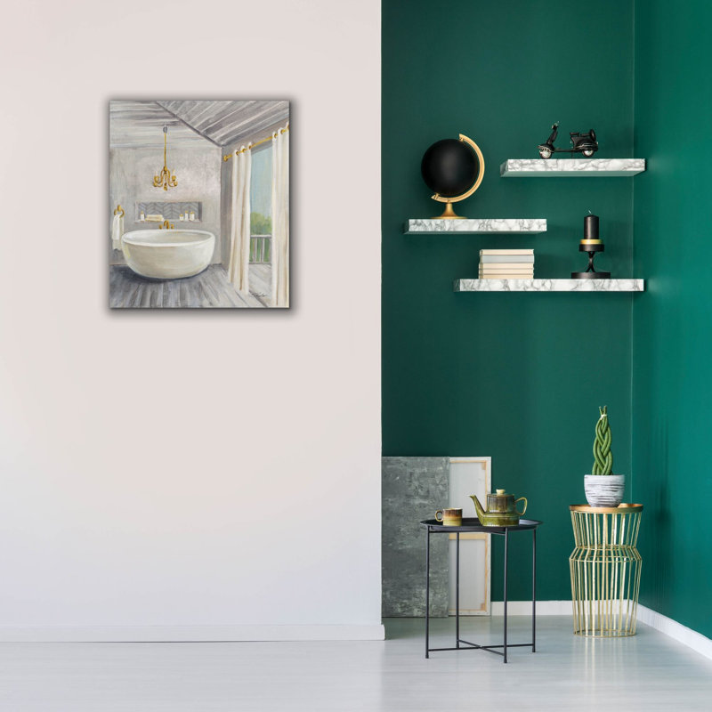 "Epic Graffiti" Attic Bathroom 2 Grey Wood "par Silvia Vassileva, art mural sur toile, 26 po x 30 po, H 30 po x l 26 po