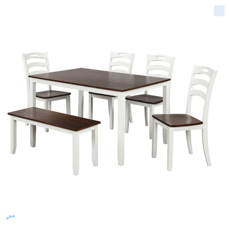 Ensemble de table de salle à manger 6 pièces avec banc et 4 chaises pour la salle à manger