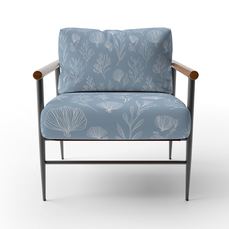 Chaise rembourrée Coastal, Bras ronds bruns