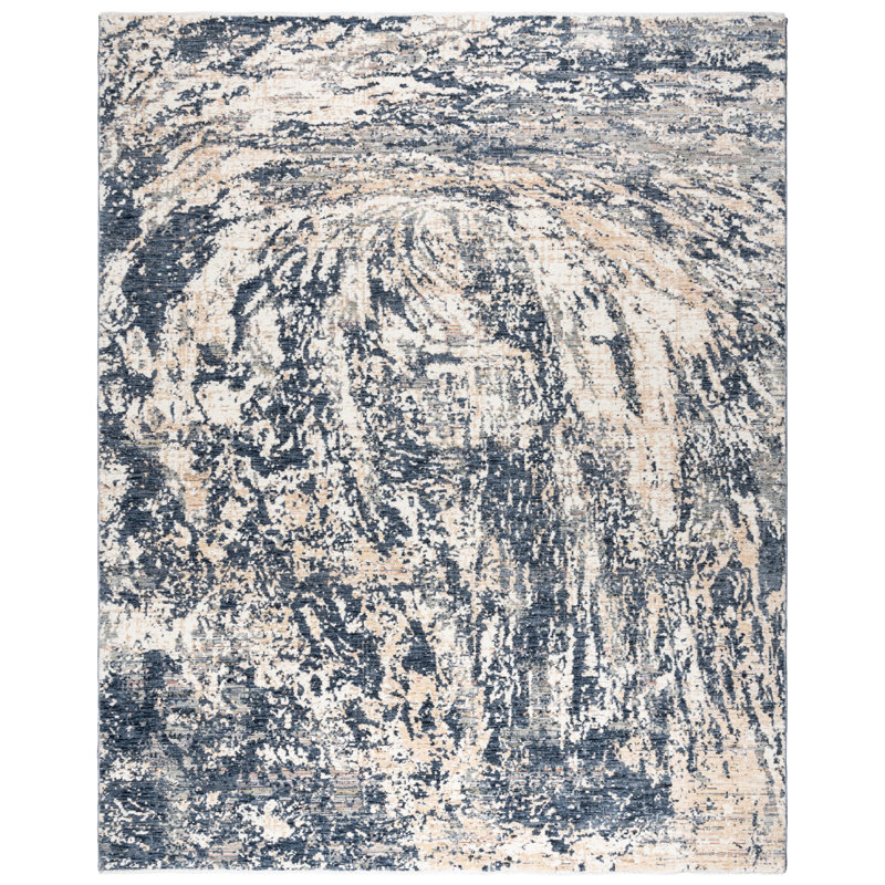 Damita Exton Blue and Beige Abstract Polypropylene Area Rug