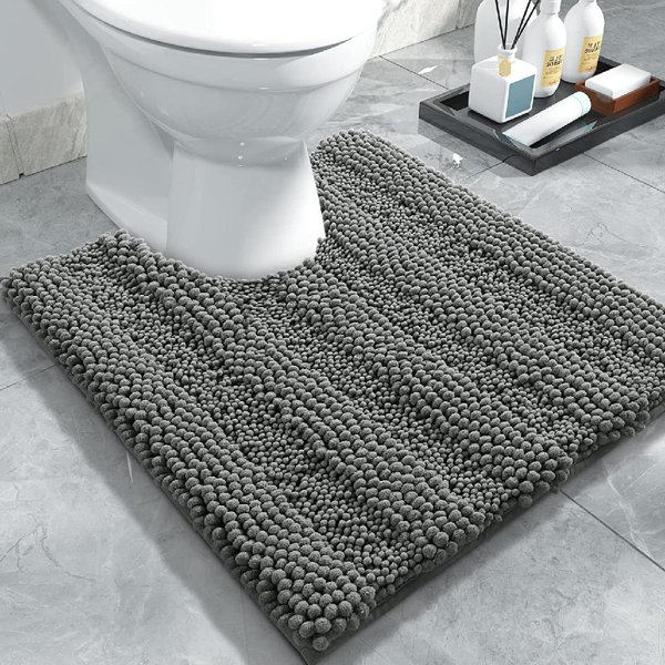 U-Shaped Toilet Bathroom Rugs, Contour Bath Rug Nonslip for Toilet,  Absorption Black Bathroom Rug Set, Machine Washable Double Sink Bathroom  Rug Set