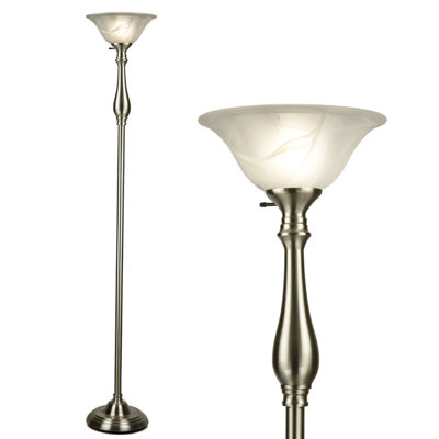 Lampe torchère sur pied 72 po avec abat-jour en verre albâtre Cadenza