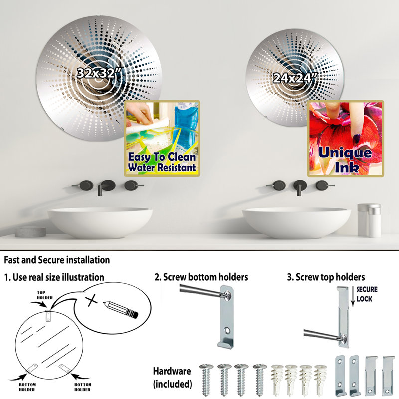 Muncy - Miroir mural Sun Circles, 31,4 po x 31,4 po
