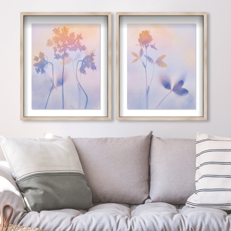 Lavender Shadows Set Shadowbox Floral & Botanical Print by Oliver Gal, Black Frame, 16 x 20, 21.5"H x 25.5"W