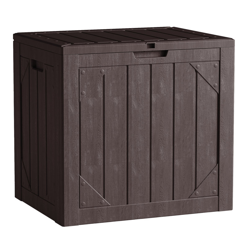 Decksplore 30 Gallons Water Resistant Resin Lockable Deck Box, Brown