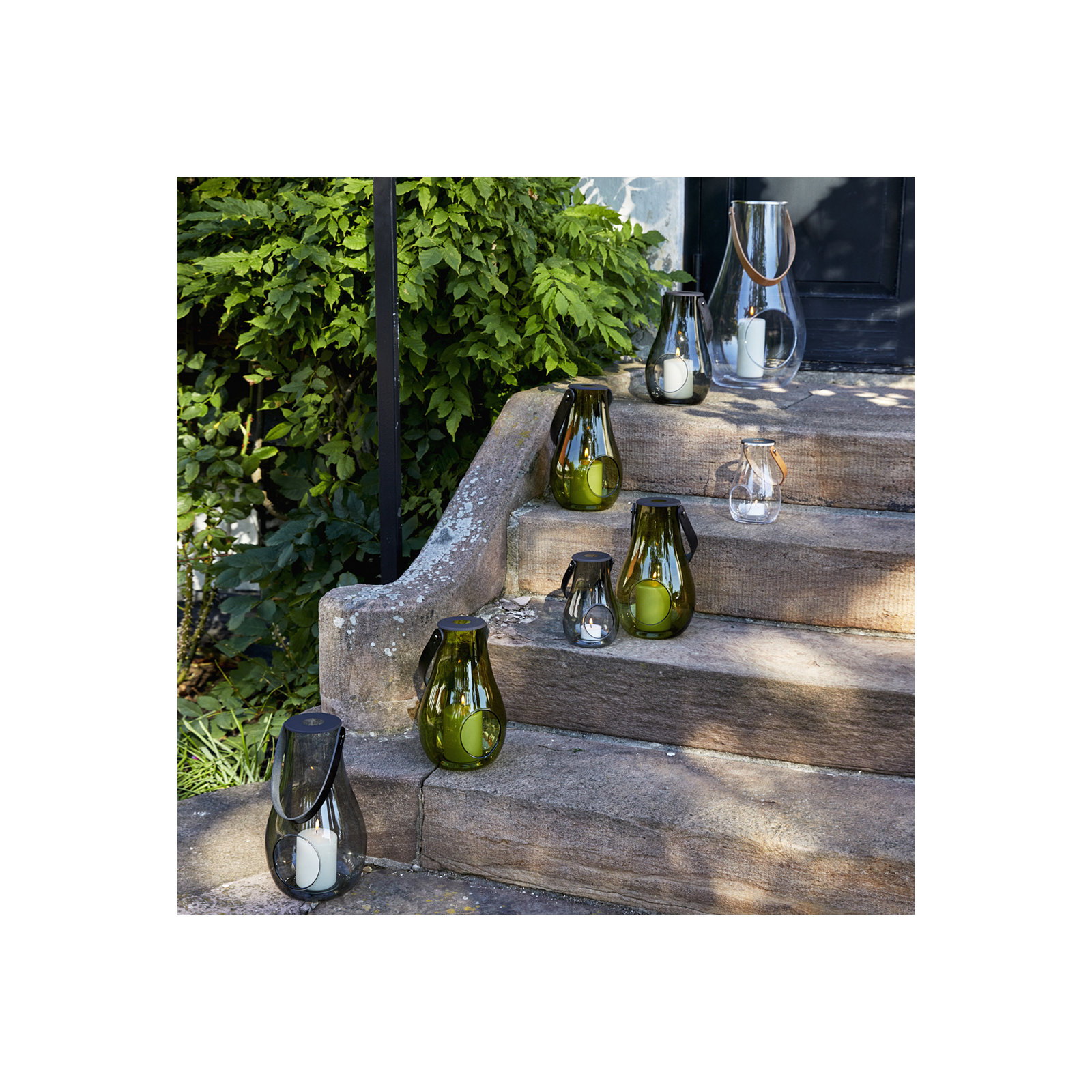 Glass Tabletop Lantern, 6.5" H x 4.1" W x 4.1" D, Smoke