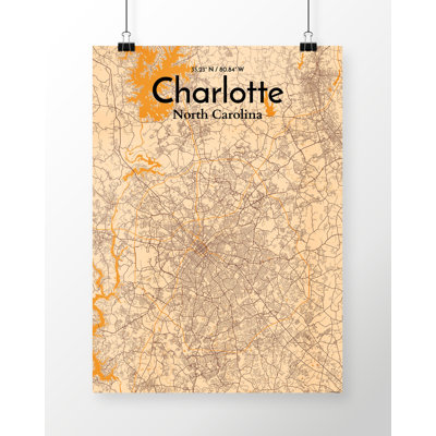 Charlotte City Map 1 Piece Wall Art