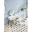 Meuble-lavabo moderne cannelé, blanc laiteux, miroir rond à DEL, 4 tiroirs, tablettes réglables, magnifique bureau blanc avec tablette lumineuse