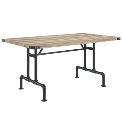 Industrial Style Rectangular Table With Quality Oak And Metal Constructed Dining