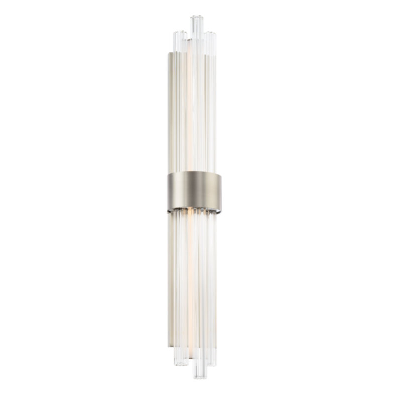 Brushed Nickel Cylinder LED Vanity Light with Clear Glass