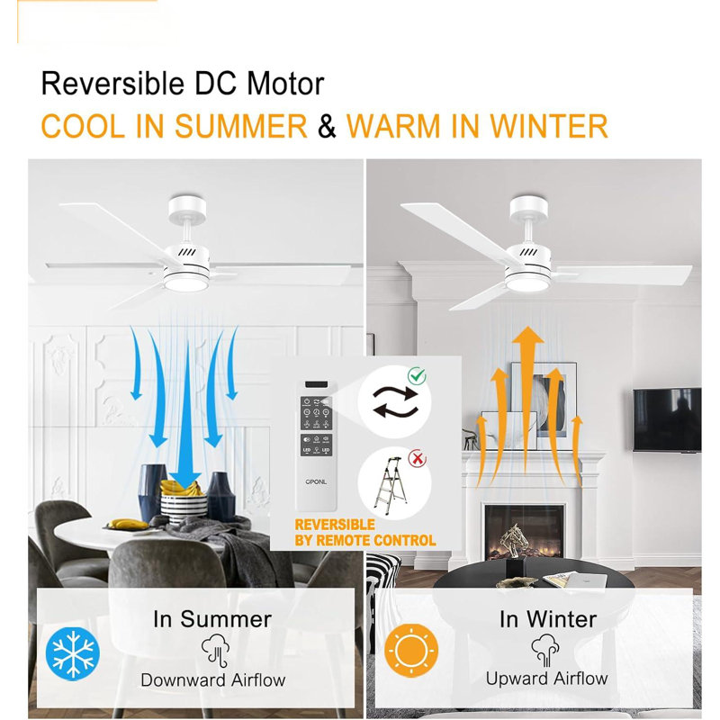 Ventilateur de plafond de 42 po avec éclairage, télécommande, fixation sur tige verticale, silencieux, réversible, 6CCT, à intensité variable, 6 vitesses, réglable, ventilateur de plafond avec télécommande pour la chambre à coucher, intérieur /