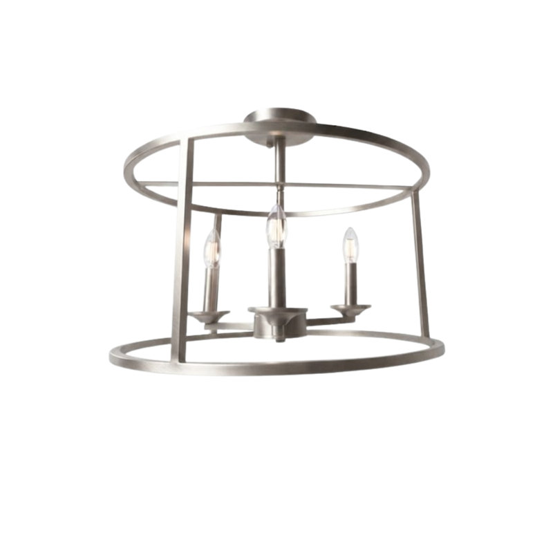 Plafonnier semi-encastré 3 lumières 18 po Demaryius, Nickel