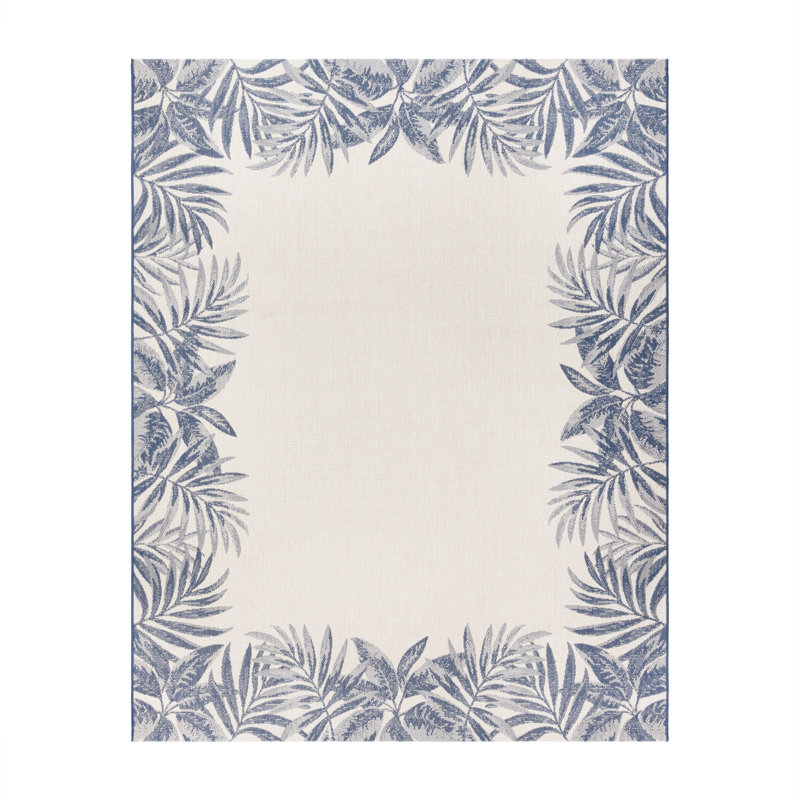 Tapis intérieur / extérieur bleu marine ivoire Arnaud, Rectangle 5 pi 3 po x 7 pi