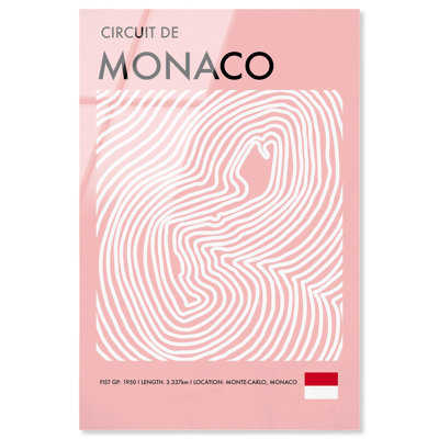 Monaco Circuit Acrylic Print Formula 1 Posters by Notoriart, Ready to Hang, 24 x 36