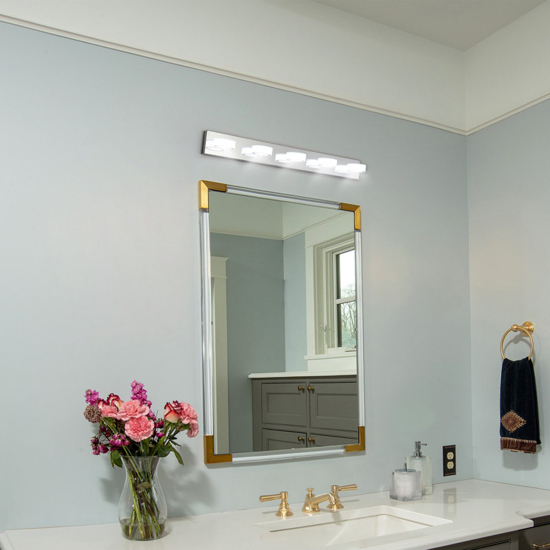 Éclairage à 5 lumières DEL pour meuble-lavabo, barre de salle de bain chromée pour salle de bain, miroir de meuble-lavabo et salon