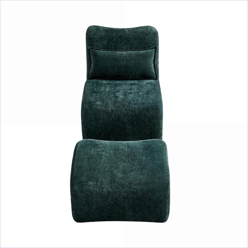 Méridienne en chenille compacte avec repose-pieds pour petits espaces Sofas | Vert sauge | Tissu chenille, Green
