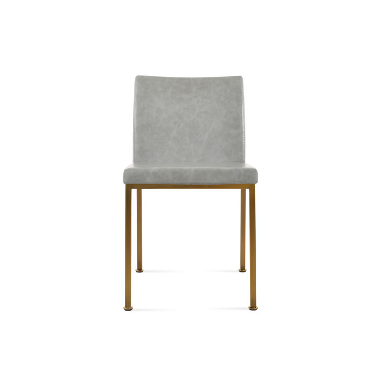 Aria Metal Adjuster Side Chair, Brass, PPM Light Grey