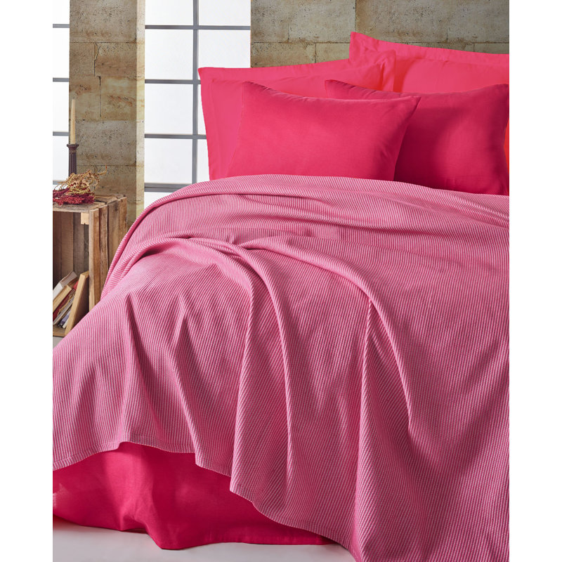 Ensemble de couvre-lit 100% coton Emare, Fuchsia, Couvre-lit 79 po x 93 po + 3 pièces supplémentai