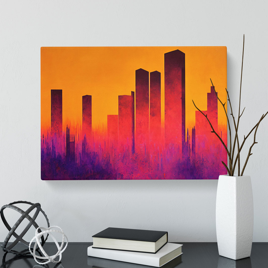 Stellar Skyscraper Skyline Abstract - Wrapped Canvas