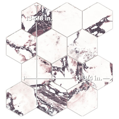Carreau de mosaïque en porcelaine hexagonale 4 po 11 3/4 po x 13 5/8 po Touche