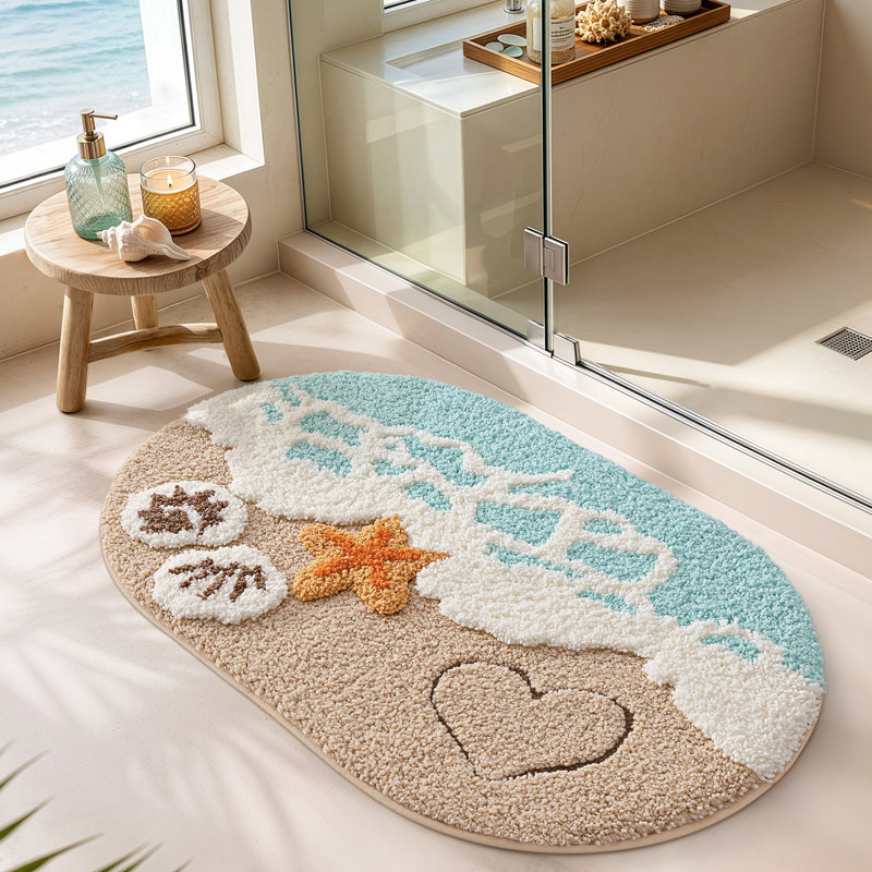 Beach Non-Slip Washable Bath Rug, 22"Wx34"L