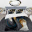 Ensemble de housse de couette en microfibre / polyester liquide noir, blanc et or IV-316302392