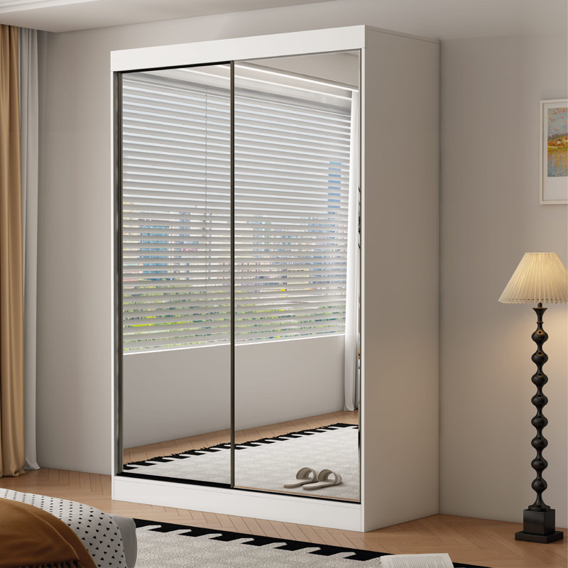 2 Door Manufactured Wood Wardrobe, 220cm H x 150cm W x 62cm D