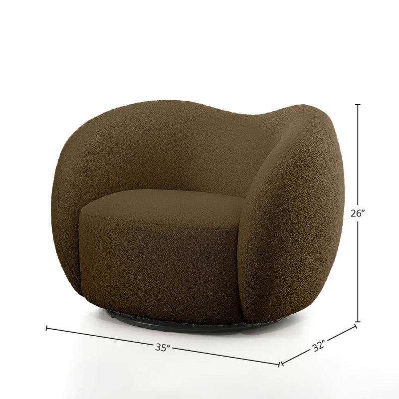 Upholstered Barrel Chair, Green Wool
