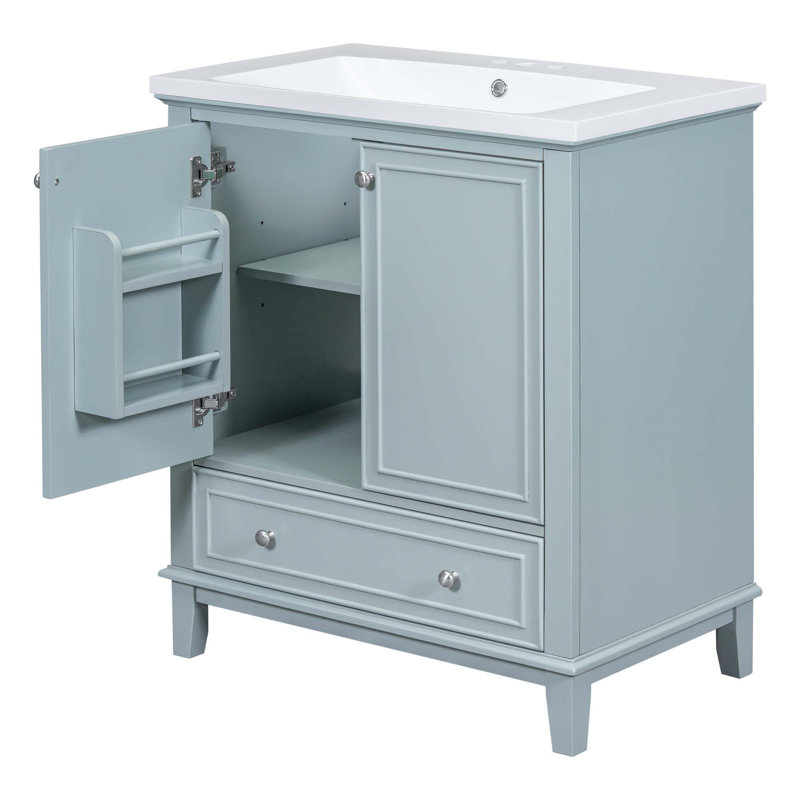 30" Bathroom Vanity With Sink Combo, Multi-Functional Bathroom Cabinet With Doors And Drawer