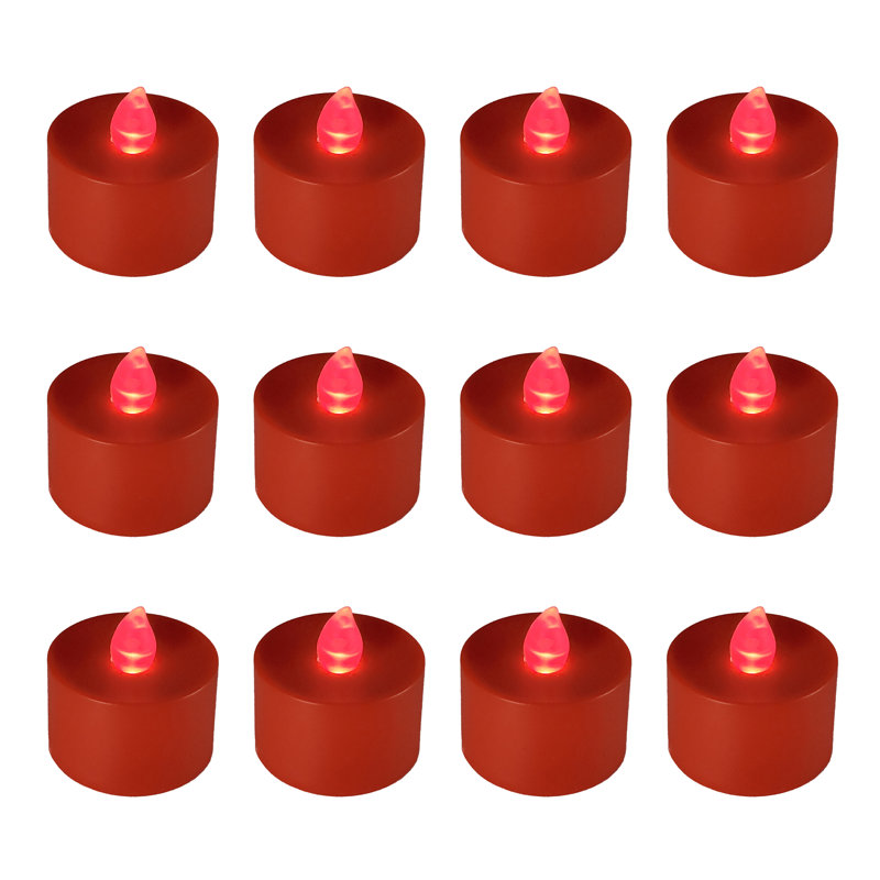 Bougies chauffe-plat à piles - 12 pièces, Rouge