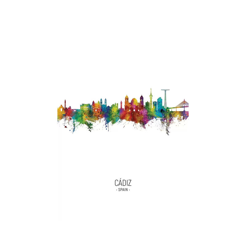 Cadiz Spain Skyline Portrait by Michael Tompsett - Wrapped Canvas Painting, 101.6 cm H x 66.04 cm W x 1.91 cm D