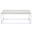 Table basse 48 pouces rectangulaire avec base de style traîneau moderne dans des tons de bois naturel et une finition chromée