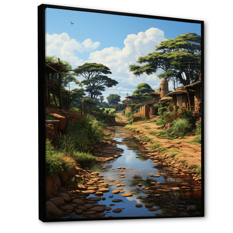Balarama sérénité silencieuse africaine, H 20 po x l 12 po x P 1 po, Cadre flottant noir