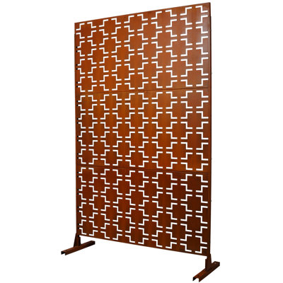 Paravent autoportant - H 76 po x l 76 po, métal rouge rouille, pour terrasse, patio, jardin, style polyvalent avec métal rouge, extérieur et intérieur, balcon