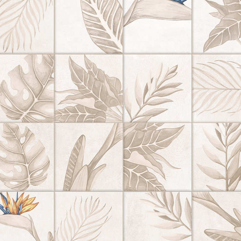Nusa Botanic 9 3/4" x 9-3/4" Porcelain Wall & Floor Tile, Taupe