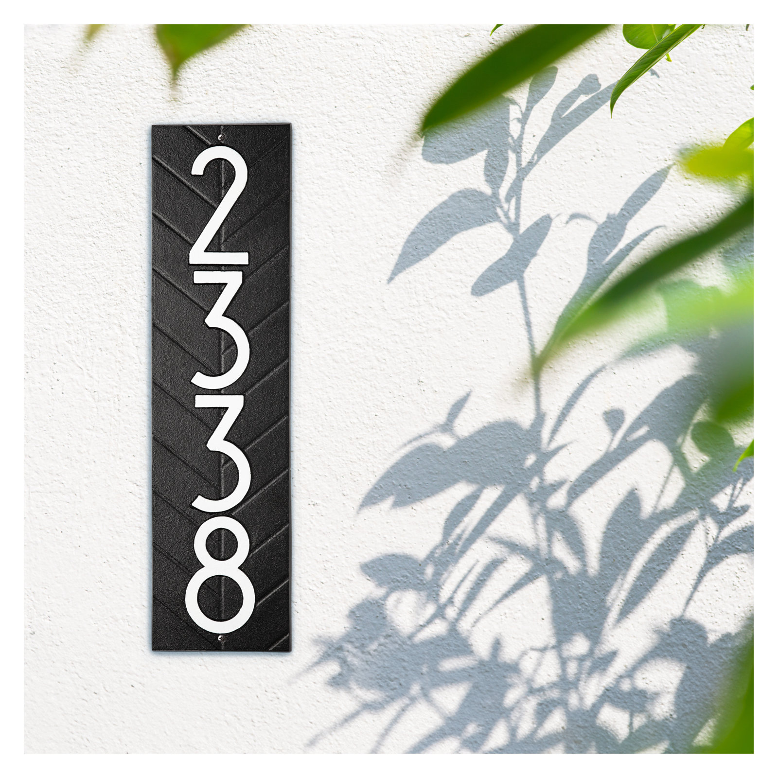 Mid-century Modern Herringbone Vertical Wall Plaque, Black/White, Yes