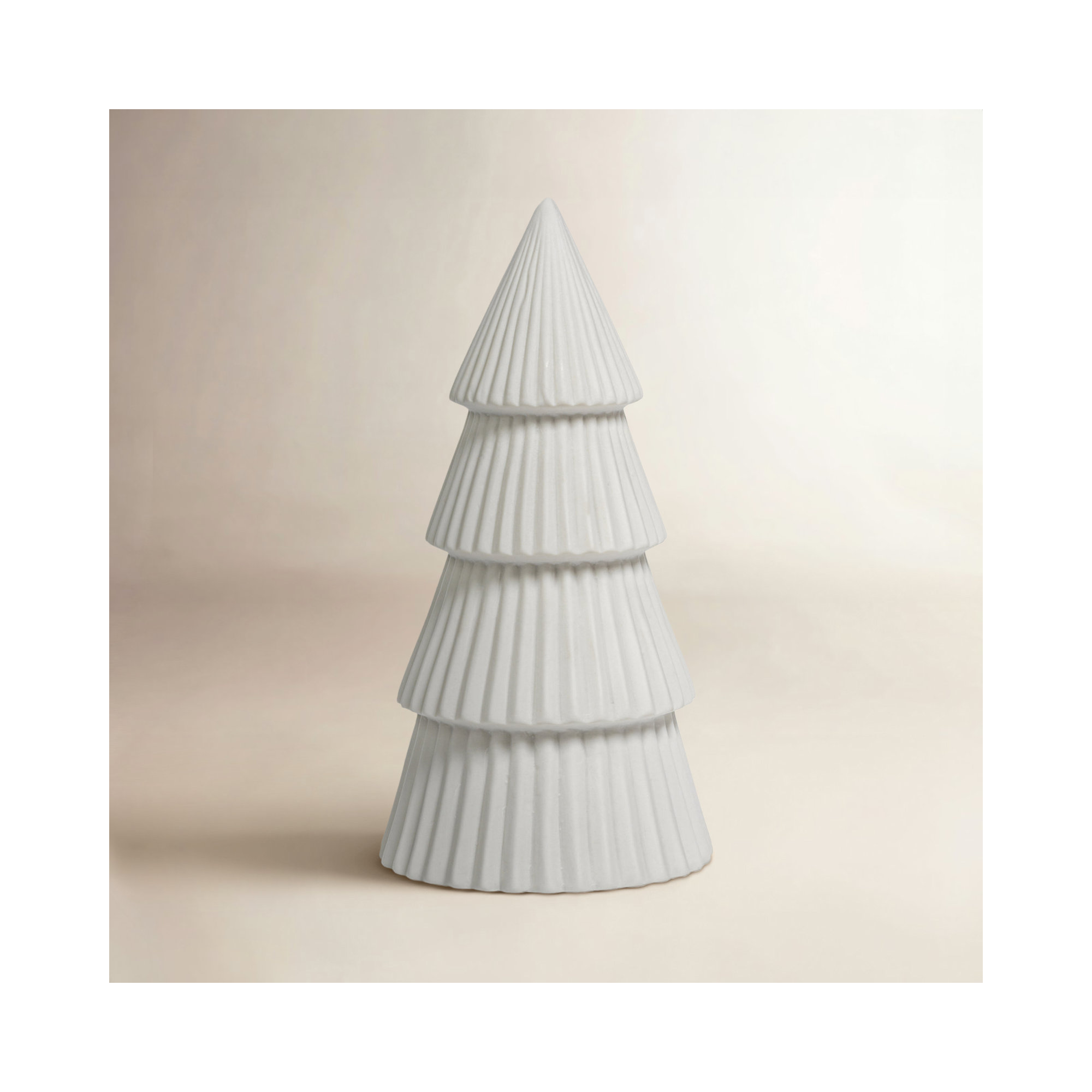 Set of 2 Glazed Tree Sculpture, White, 12" H x 4" W x 4" D