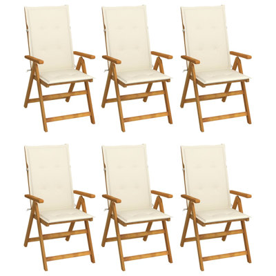 Jomes Folding Acacia Patio Dining Armchair with Cushion by Red Barrel Studio