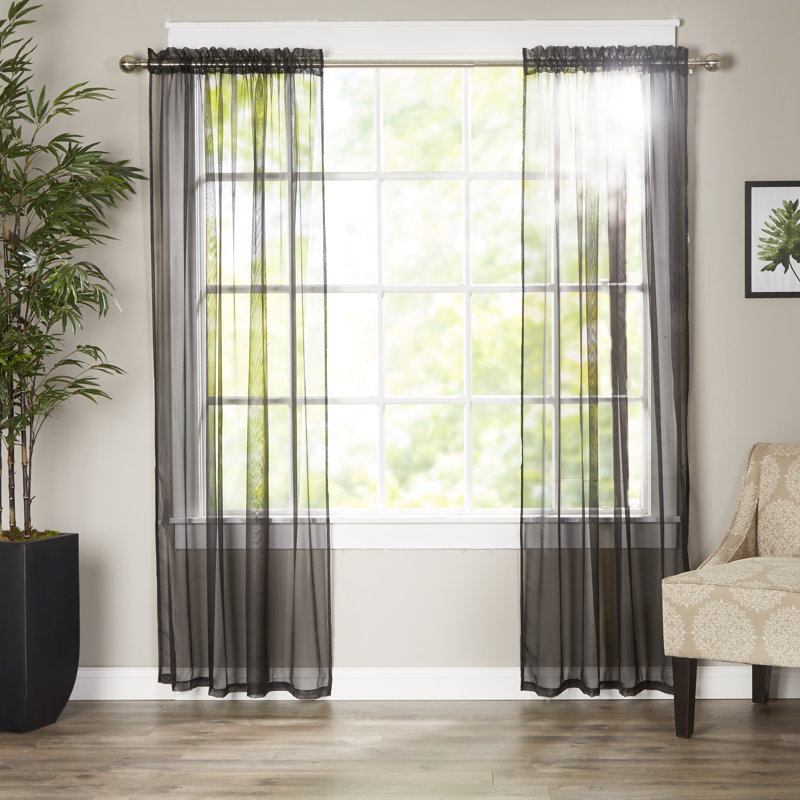 Sheer Sliding Panel Pair, 60" L x 84" L, Noir