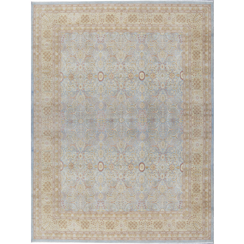 Tapis beige noué à la main de haute qualité