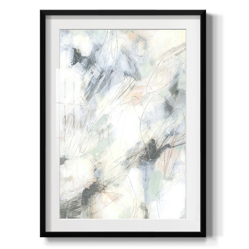 Impression sur cadre océanique II, Blanc, Papier avec cadre noir