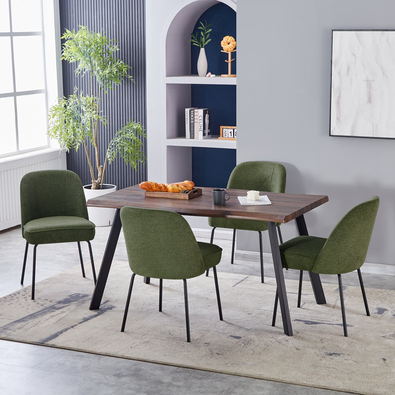 Phillipe Modern Fabric Upholstered Dining Chair with Spring, Olive Green