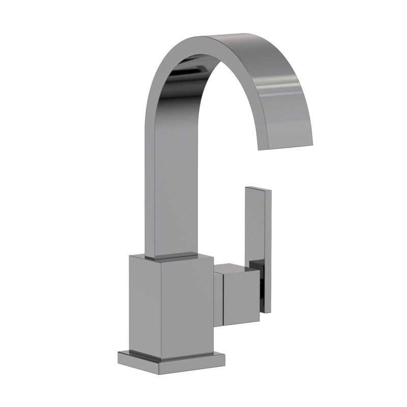 Secant Single Hole Bathroom Faucet with Drain Assembly, Midnight Chrome