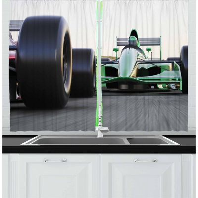 Cars 2 Piece Kitchen Curtain
