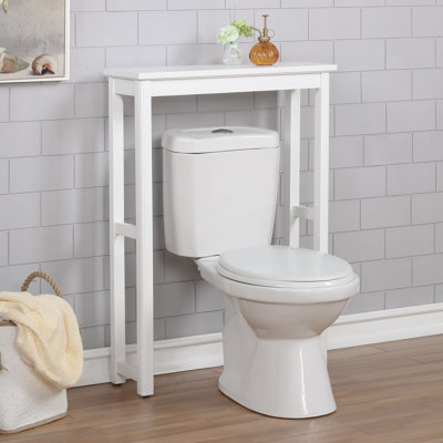 Dorset 27 x 9 White Wood Space Saver Toilet Base Cabinet with Storage Compartment on Top