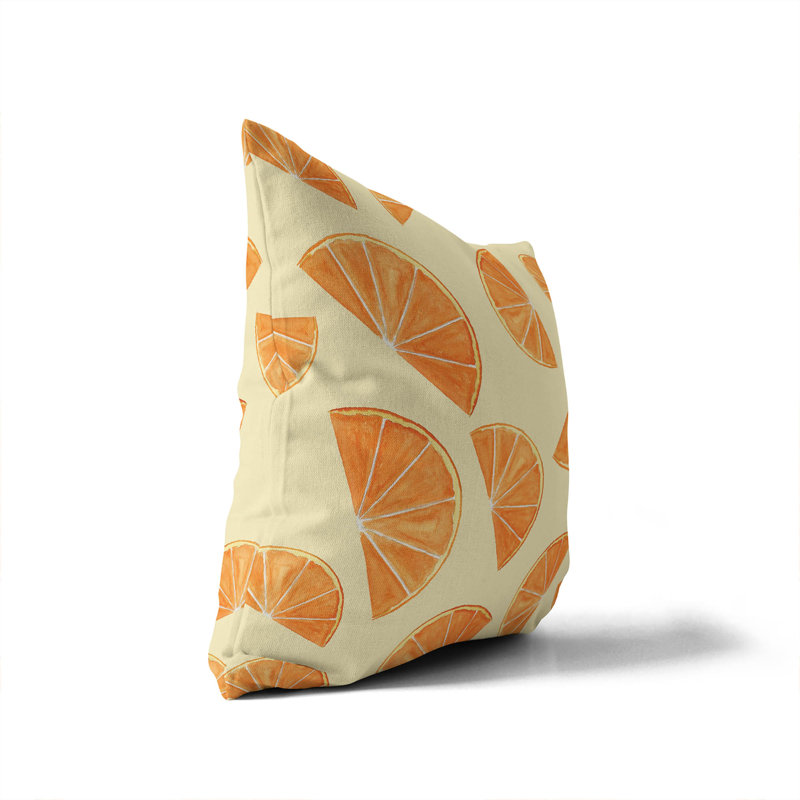 Summer Oranges Outdoor Pillow, Yellow Abstract, Square 16"H x 16"W
