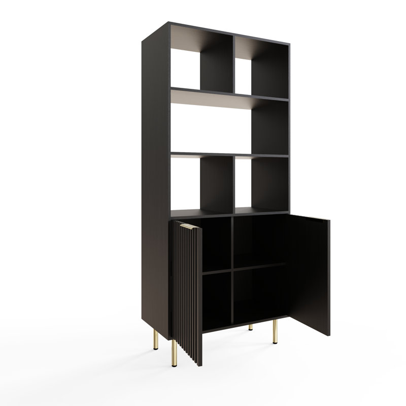 181cm H x 80cm W Standard Bookcase, Black/Gold