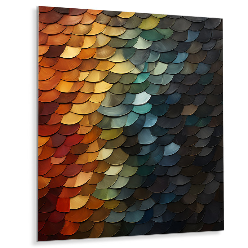 «Colorful Rainbow Scales I» - art mural abstrait en métal, H 32 po x l 24 po x P 1 po