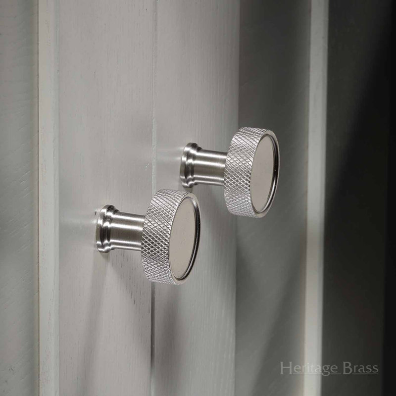 Heritage Brass Heritage Cabinet Knob Florence Knurled Design 32mm, Satin Nickel