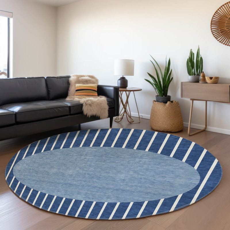 Premium Machine Washable Naglee AMF994 Stripes Rug, Round 8'